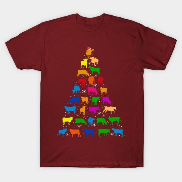 Cows Christmas Tree T-Shirt by KsuAnn